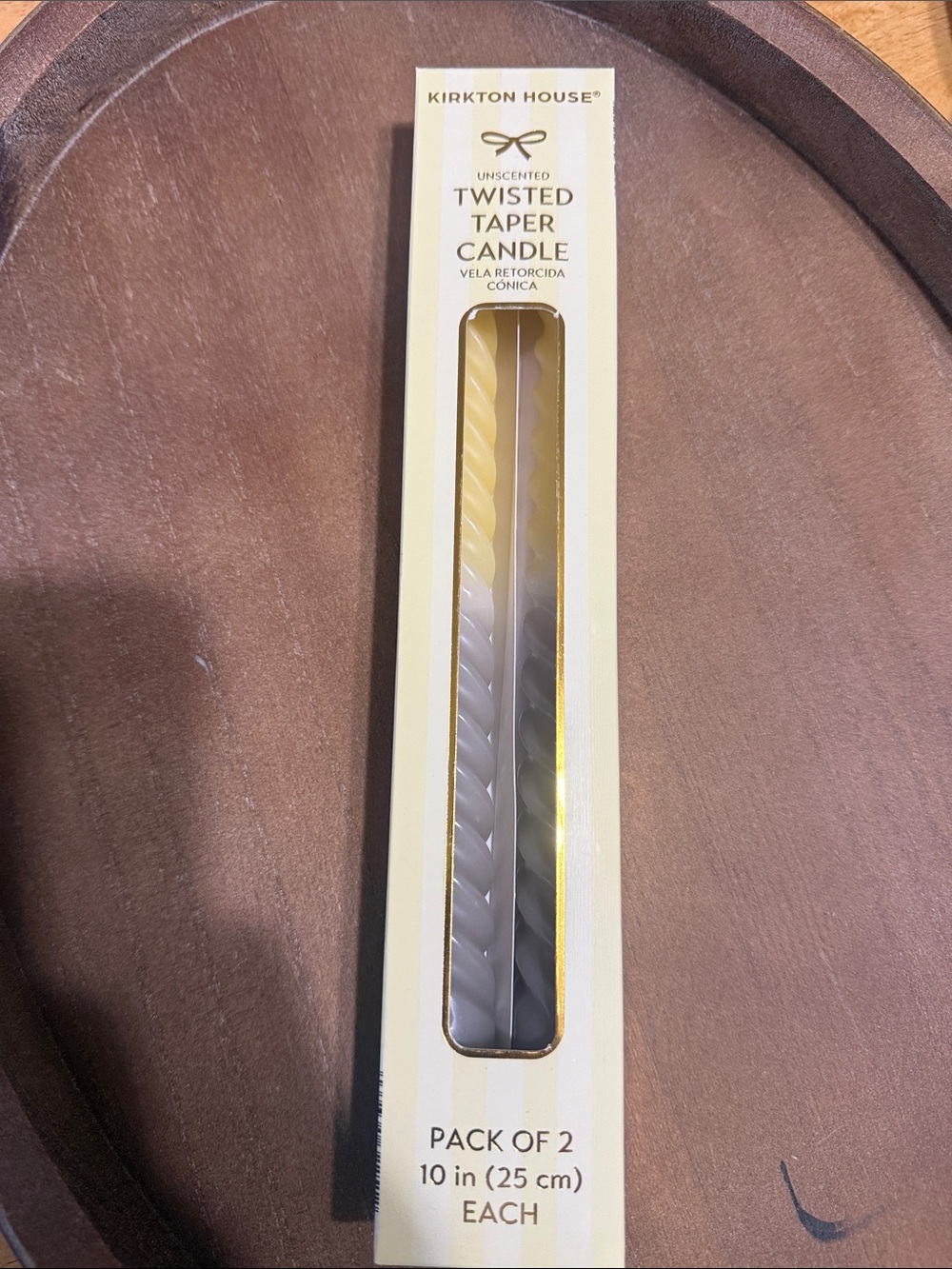 Kirkton House Yellow & White Twisted Taper Candles - Pack of 2